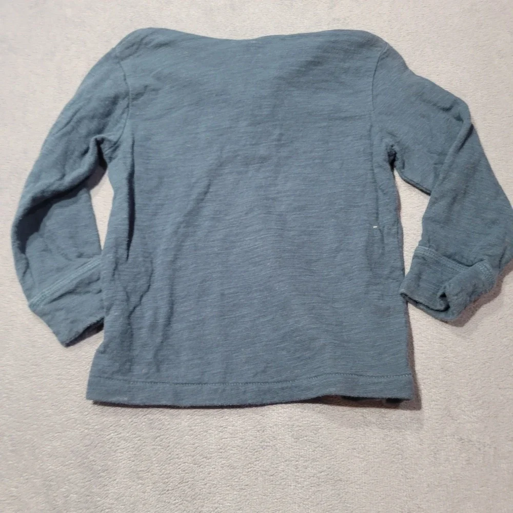 Baby Gap Henley Shirt Toddler Boys‎ Blue Slub Knit Long Sleeve Casual Minimalist